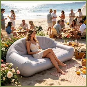 Sofa Bơm Hơi Kích Thước Đôi Quạt Hình Nệm Không Khí Ghế Bơm Hơi Cho Cắm Trại Cho Bể Bơi Bãi Biển Phòng Bãi Cỏ Phim kouvn