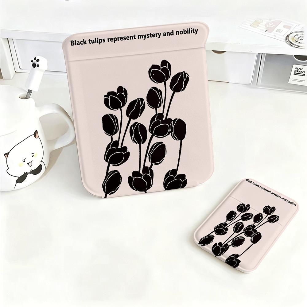 Hoa tulip đen Chất liệu bền đẹp, kiểu dáng hiện đại Gương trang điểm gấp cao cấp