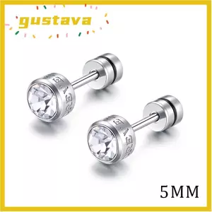 Vòng tai GUSTAVA, Bông tai đinh tán bằng thép titan AAA +, Thời trang 5mm để trang trí tai Cubic Zirconia cho 2 cặp nữ / nam