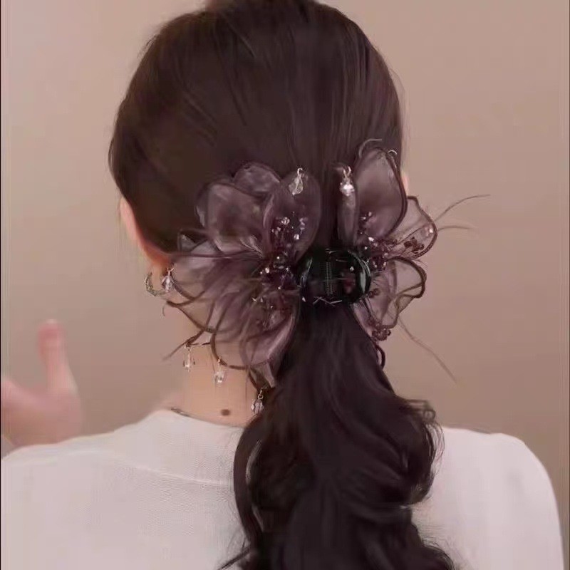 26 Phong Cách Mới Sương Mù Lông Vũ Hoa Tóc Nữ Đầu Lưng Tóc Cá Mập Kẹp Retro Cao Cấp Cảm Giác Tóc Tập Vuốt Kẹp Mũ Đội Đầu