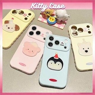 Phù hợp với iPhone 11 12 13 14 15 Pro Max 16 17 Plus Vỏ điện thoại 3D hình búp bê với viền và cửa sổ lớn hình trái tim