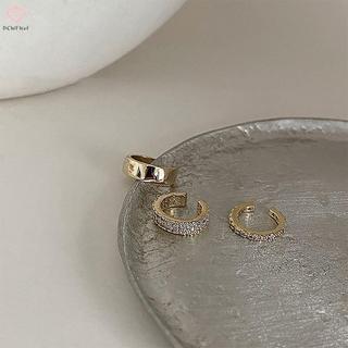 PCWKKef 3 Cái / bộ Thời Trang Hình Chữ C Zircon Vòng Tai Xuyên Kẹp Tai Cho Nữ Tối Giản Tính Khí Bông Tai Dự Tiệc Trang Sức Quà Tặng Mới