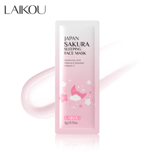LAIKOU LAIKOU Cherry Blossom Sleeping Mask Sheet 1 Piece 3g Làm sạch lỗ chân lông Mặt nạ ngủ tiếng Anh đầy đủ