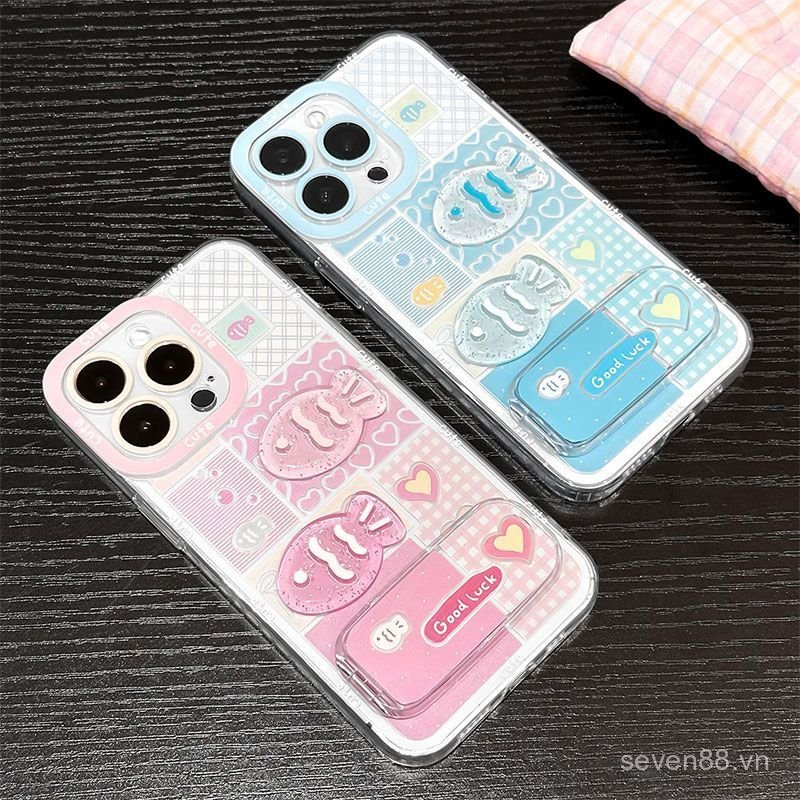 Ốp Điện Thoại Thích Hợp Cho iPhone 7 8 X XS XR XSMAX 11 12 13 14 15 16 17 Pro max Plus Air Blue Pink Grid Giá Đỡ Gương Cá Nhỏ Chống Sốc Vỏ Bảo Vệ Bao Gồm Tất Cả URR