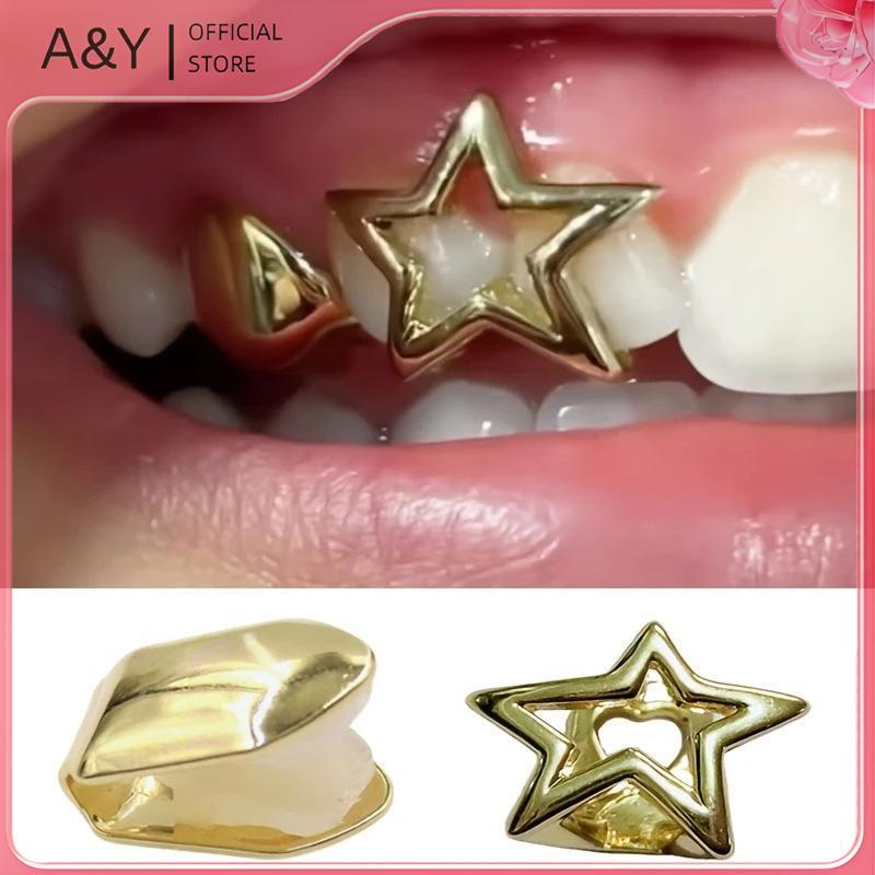 A & Y Grillz Răng Miệng Phong Cáchpunk Y2K Với Biểu Tượng Pentagram Cho Nữ