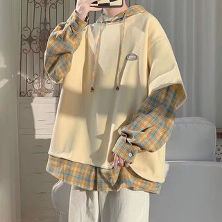 Áo nỉ hai mảnh phong cách lười biếng, dáng rộng, có mũ trùm đầu