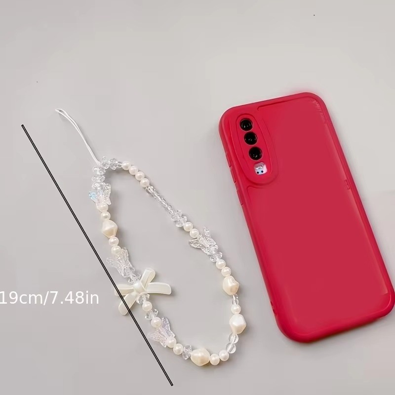 Hàn Quốc Ngọt Ngào Đáng Yêu Điện Thoại Dây Xích Bướm Nơ Hạt Quyến Rũ Treo Dây Chống Mất Camera Dây Đeo Túi Trang Trí