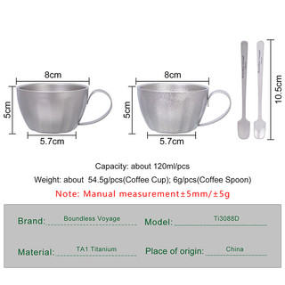 Boundless Voyage Demitasse Cup Cốc cà phê treo tường đôi Cốc cà phê Espresso có tay cầm và thìa, Máy rửa chén an toàn 3088D-New
