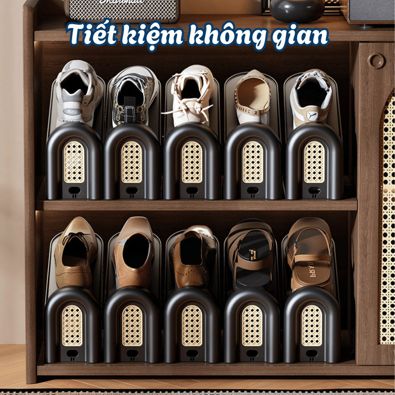 Kệ Để Giày Thông Minh Xếp Gọn 2 Nấc Điều Chỉnh – Đế Đựng Giày Phong Cách Retro Tiết Kiệm Không Gian DINOHOME