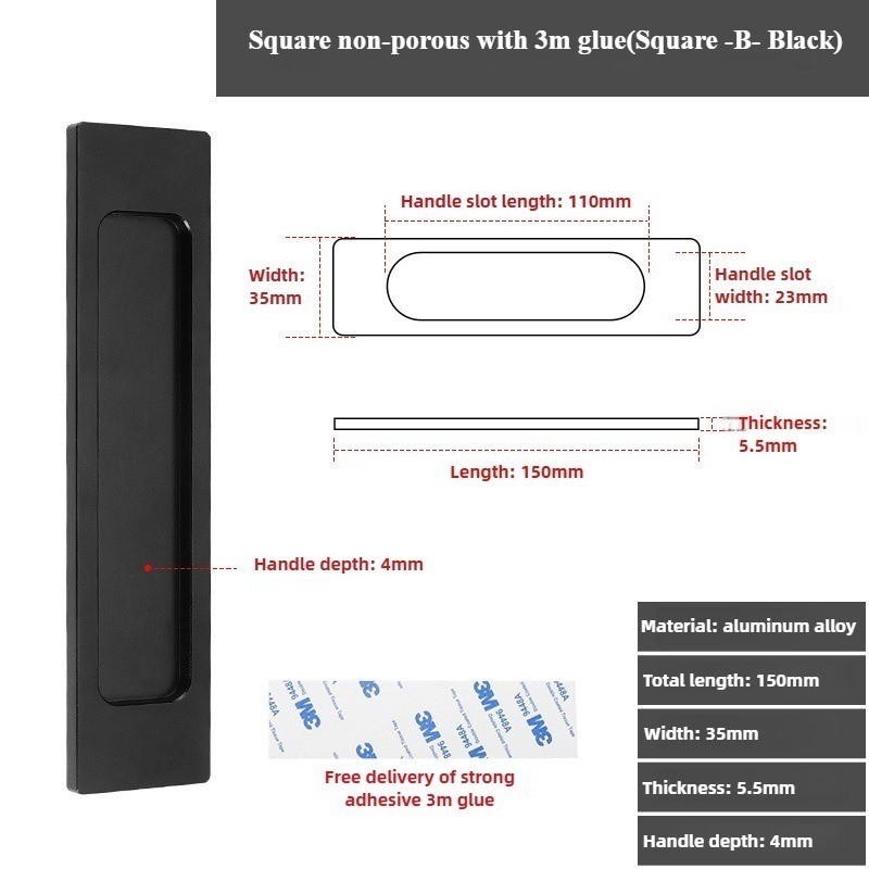 1 Chiếc Khóa Che Khuyết Điểm Nhúng Tay Nắm Cửa Trượt Kéo Hình Chữ Nhật Hoặc Elliptic Edgeflat Tay Cầm Che Khuyết Điểm Và Núm
