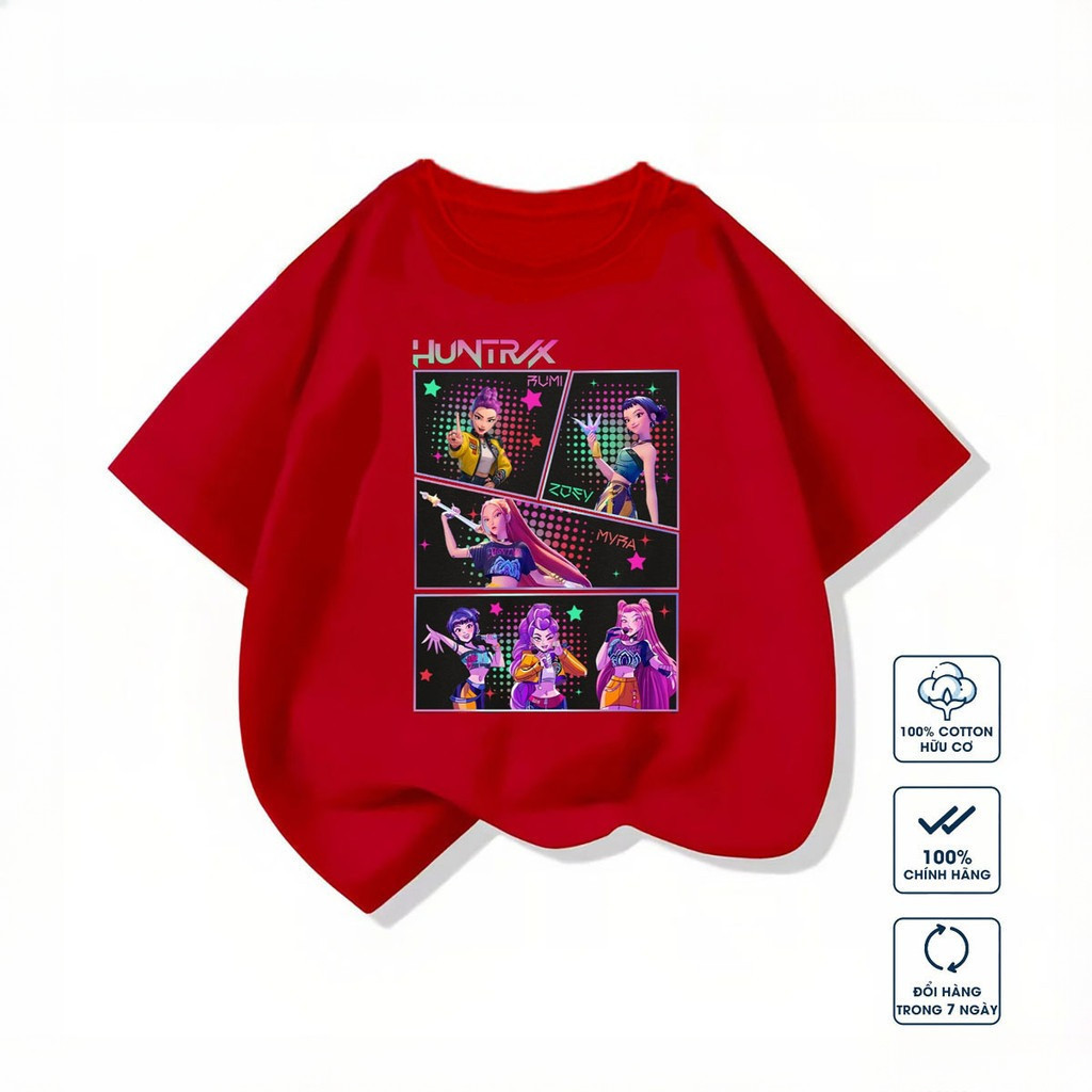 Áo phông cho Bé trai và Bé gái In họa tiết Kpop Demon Hunters vải 100% cotton mềm mại thoải mái top
