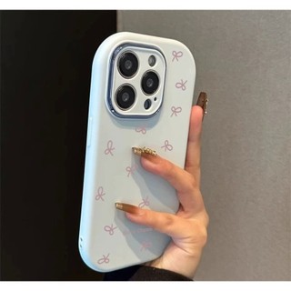 Ốp điện thoại Ins Hàn Quốc Bowtie cho iPhone 17 11 12 13 14 15 16 Pro X Xs Max 7 8 Plus Vỏ điện thoại rắn Vỏ TPU mềm Vỏ bảo vệ ống kính Mặt sau được trang bị cho da