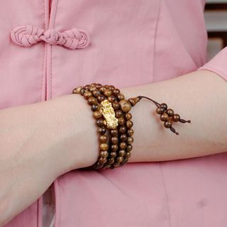 Vòng tay 108 hạt Trầm Hương mix Tỳ Hưu Trầm Hương Yên Lộc THYL082 (Mua một, tặng một Túi Gấm, dây dự phòng, 2 hạt trầm)
