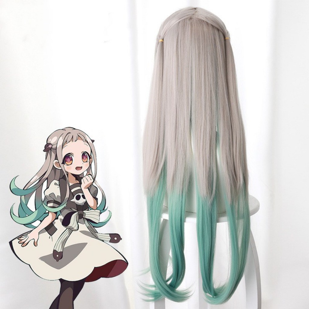 Nhà Vệ Sinh Ràng Buộc Hanako Kun Yashiro Nene Bạc Xám Micro Xoăn Chuyển Đổi Xanh Dài Tóc Cosplay Anime Tóc Giả