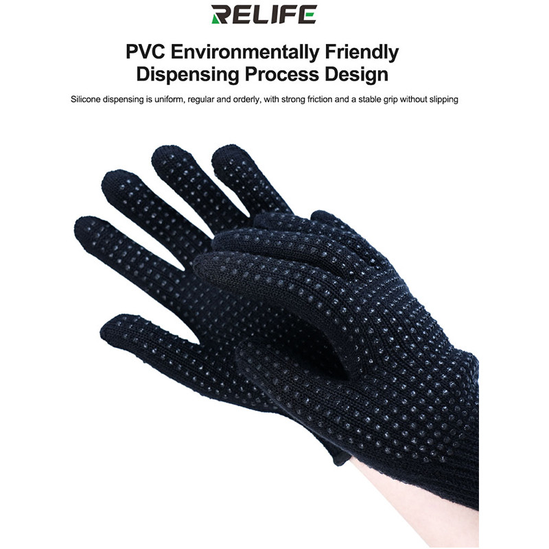 RELLIFE RL-063A Găng Tay Cách Nhiệt Và Chịu Nhiệt Chống Trượt ESD Điện Tử Làm Việc Phủ Găng Tay Bảo Vệ Ngón Tay