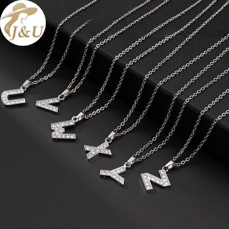 JU 1 Chiếc Zircon Chữ Mặt Dây Chuyền Nelace A Z Bảng Chữ Cái Trang Sức Nữ Thanh Lịch Xương Đòn Dây Chuyền Quà Tặng Cho Tiệc Kỷ Niệm VN