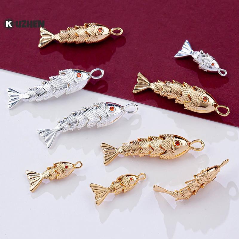 KUZHEN Phong Cách Trung Hoa Kim Loại Hình Cá Quyến Rũ Pave Đỏ Zircon Mặt Dây Cho DIY Nelace Vòng Tay Bông Tai Trang Sức Làm Phụ Kiện HOT