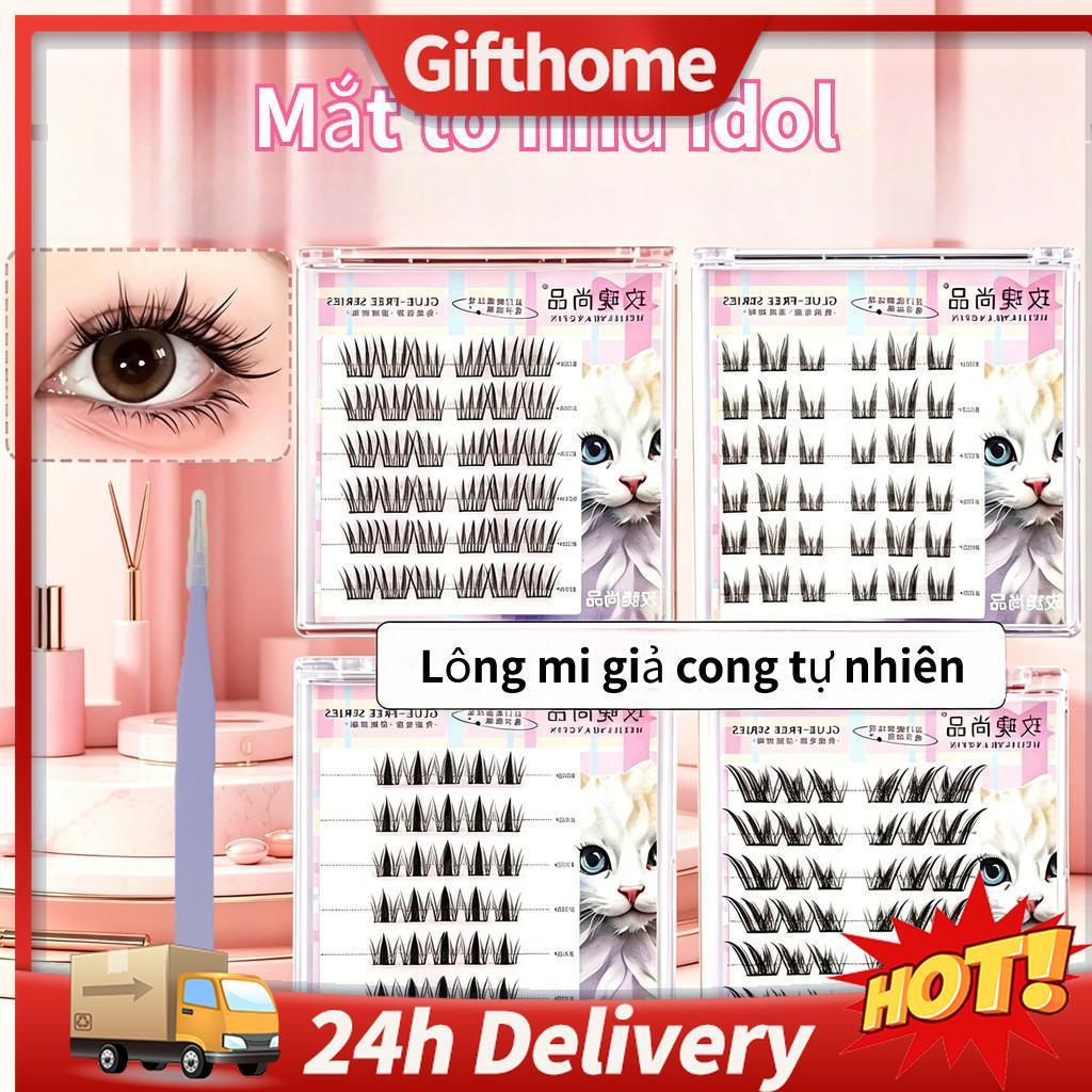 🚚【giao Hàng 24h】Lông mi giả dày tự nhiên 10 hàng Lông mi giả Hộp lớn Keo miễn phí + Nhíp