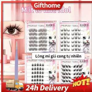 🚚【giao Hàng 24h】Lông mi giả dày tự nhiên 10 hàng Lông mi giả Hộp lớn Keo miễn phí + Nhíp