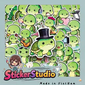 Set Sticker Chú rùa xanh Chống Nước Dán Laptop Vali Mũ Bảo Hiểm Sổ Tay