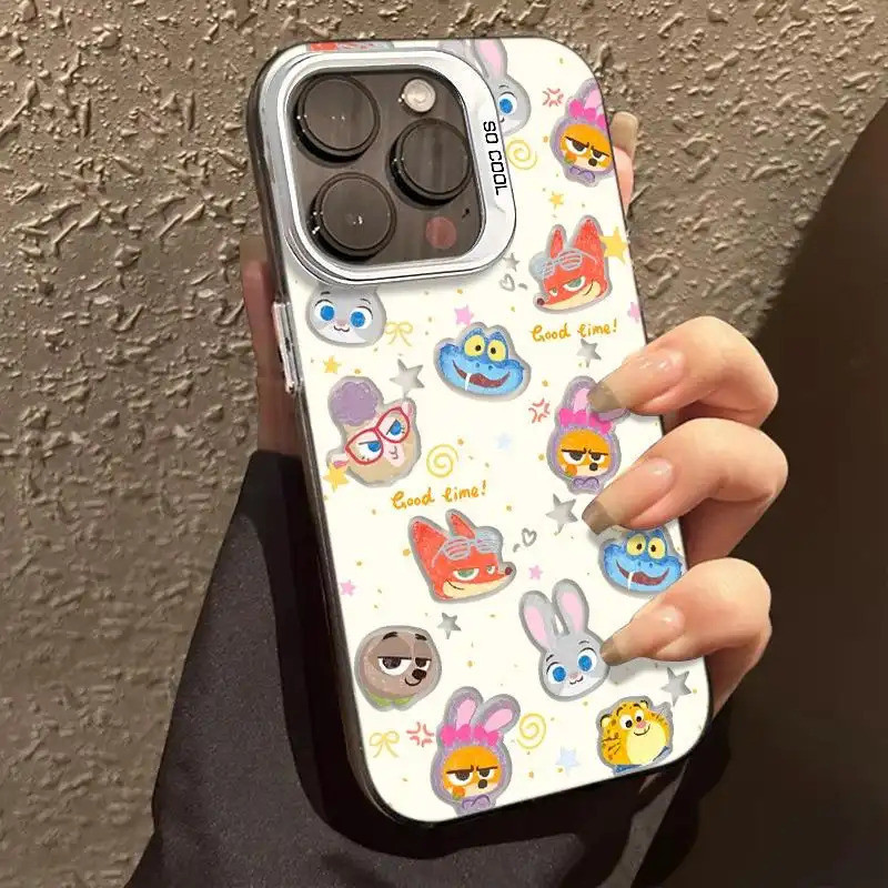 Ốp lưng họa tiết Zootopia da PU, thiết kế độc đáo chống trầy tốt Bảo Vệ Camera Cấp iPhone 17/16/15/14/13/12/11/X/XS Max
