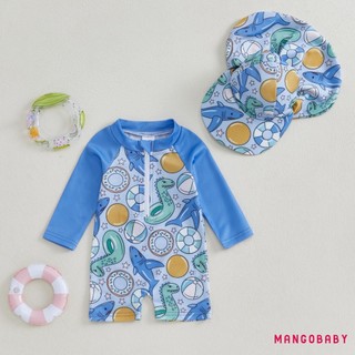 MG-Toddler Bé Trai Bé Gái Rash Guard Đồ Bơi Playsuits Cá Mập / Vỏ In Dây Kéo Dài Tay Chống Nắng Bộ Đồ Tắm Có Mũ Bơi