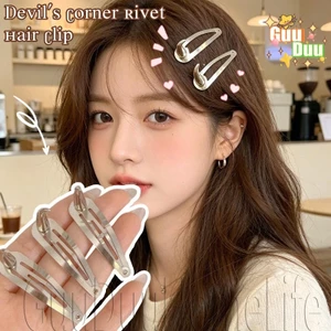 1-4 Kẹp Tóc Sừng Quỷ Kim Loại - Kẹp BB Màu Bạc - Dành Cho Nữ Bé Gái Mặc Hàng Ngày - Dụng Cụ Tạo Kiểu Tóc - Kẹp Tóc Hình Giọt Nước / Giao Hàng Miễn Phí