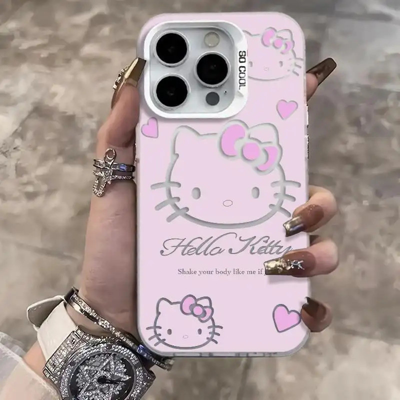 Ốp lưng Kitty hồng nhiều màu, chất liệu da PU bền đẹp chống sốc tốt Bảo Vệ Camera Cấp iPhone 17/16/15/14/13/12/11/X Max