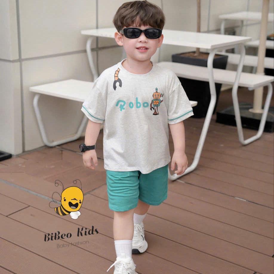 Bộ quần áo cộc tay IN ROBOT cho bé trai , Quần áo chất COTTON mềm thoải mái cho bé