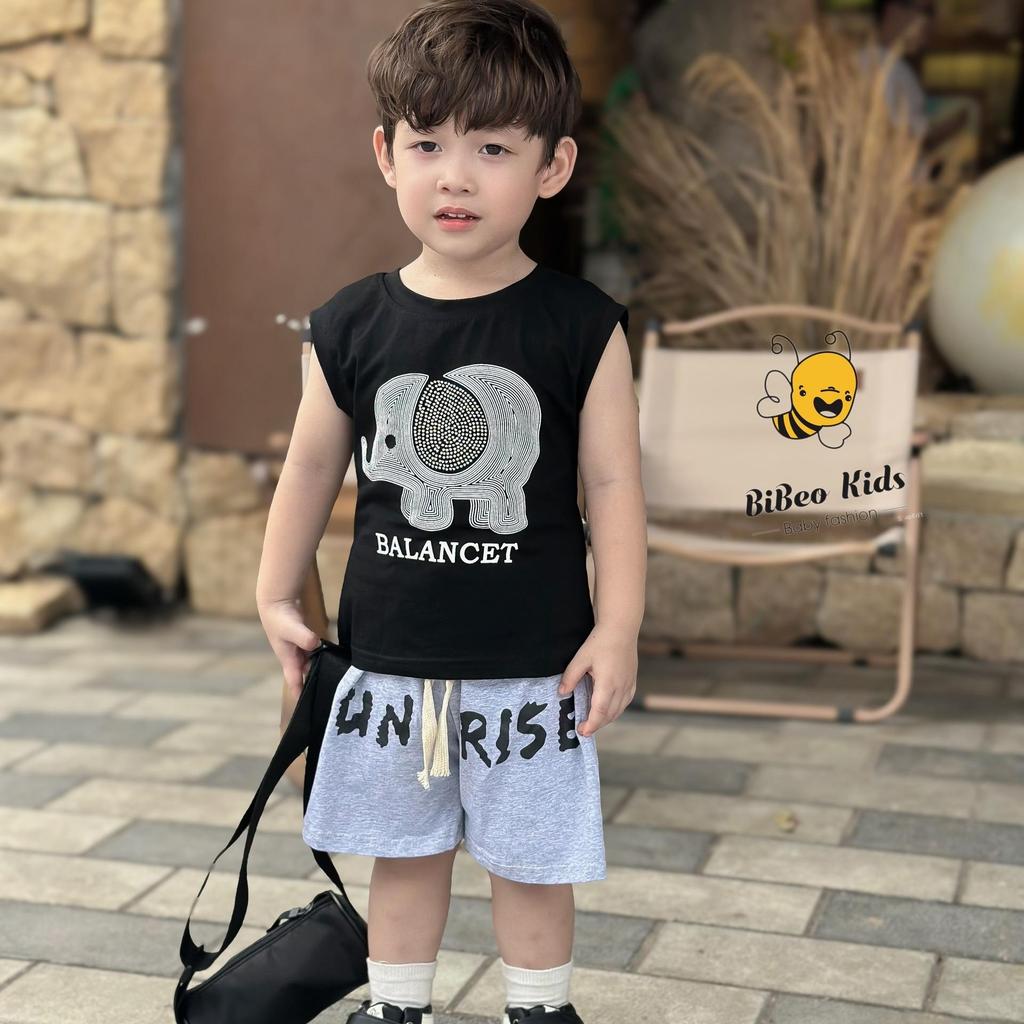 (HÀNG XẢ KHO) Bộ quần áo IN HÌNH VOI ĐÍNH ĐÁ chất liệu cotton mềm mát, cho bé từ 1 - 5 tuổi