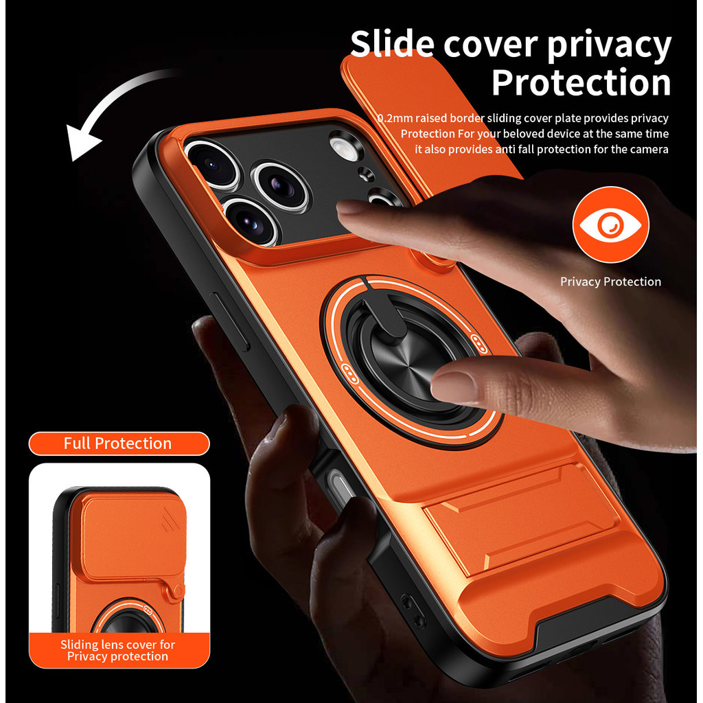 Ốp Điện Thoại Đa Năng Sang Trọng Thích Hợp Cho iPhone 17 Pro Max 16 14 13 12 11 15 Dây 360°Giá đỡ vòng có vỏ máy ảnh Vỏ bảo vệ toàn diện chống sốc