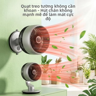 [VINZEO] Quạt Treo Tường Không Khoan Tường - Pin 5400mAh - Bảo Hành 1 Đổi 1 - Cho Nhà Bếp & Nhà Tắm