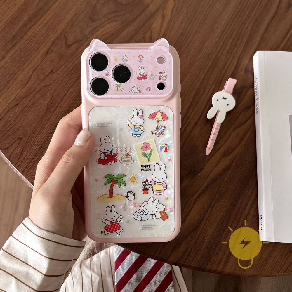Phone Case For iPhone 17 Pro Max 16 15 TPU Cat Ear Aesthetic Korean Cute