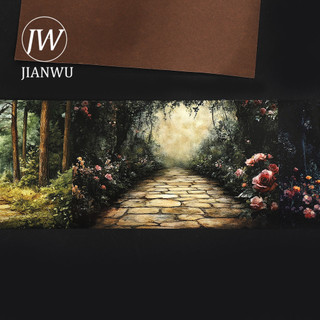 JIANWU 80mm * 510cm Vintage Ma Thuật Rừng Phong Cảnh Chất Liệu Cắt Băng Thêu Sò Washi Sáng Tạo DIY Tạp Chí Văn Phòng Phẩm