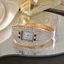 Đồng hồ mở Vòng đeo tay có thể điều chỉnh Đồng hồ đeo tay Full Diamond Dây thép nhỏ Tính khí Đồng hồ cổ điển 26.5.15