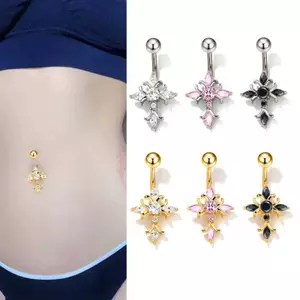 PlumHOUSE Pha Lê Ngôi Sao Rối Bụng Nút Nhẫn Thép Không Gỉ Dainsty Zircon Rốn Nhẫn Bụng Xuyên Cơ Thể Đồ Trang Sức VN