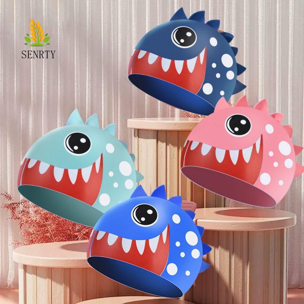 Mũ Bơi Silicon SENRTY, Mũ Bơi Trẻ Em Chống Thấm Nước Cá Mập, Mũ Lặn Nhẹ Hoạt Hình Bảo Vệ Tai Động Vật In Hình Mũ Bơi Thể Thao Dưới Nước