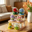 1 Bộ khối xây dựng hoa DIY mới Bộ ủng hộ bữa tiệc dễ thương với mái vòm trong suốt