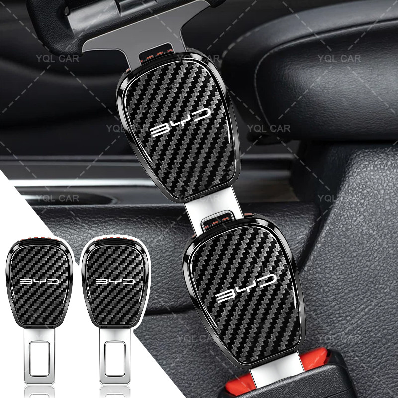 1 / 2 Chiếc Sợi Carbon Khóa An Toàn Xe Ô Tô Dây An Toàn Mở Rộng Cắm Cho BYD Dolphin Atto 3 Seal M6 Sealion 6 Sealion 7