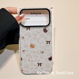 Ốp điện thoại giá đỡ từ tính hình mèo da báo dễ thương cho iPhone 17 16 15 14 13 Pro Max Bảo vệ Camera chống sốc Vỏ cứng chống rơi