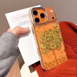 Ốp Điện Thoại Hoa Đồng Xu Vàng May Mắn Cho iPhone 17 16 11 12 13 14 15 Pro Max Vỏ Bảo Vệ TPU Mềm Trong Suốt Chống Rơi Vỏ Hợp Thời Trang Dễ Thương