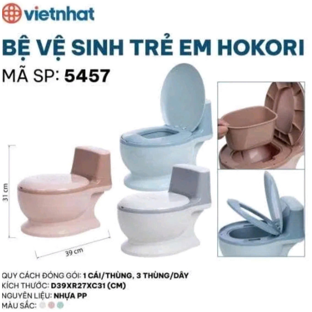 Bô vệ sinh cho bé Hokori 5457, ghế ngồi vệ sinh cho trẻ em có xô, nắp kín tiện dụng. Giúp bé tập học đi vệ sinh dễ dàng