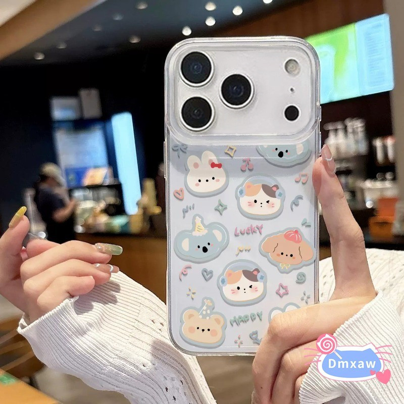 Ốp điện thoại dạng kem trắng hình động vật Graffiti dễ thương cho iPhone 17 Air 16 15 14 Plus 13 12 11 Pro Max XR XS Max X 8 7 6 6s Plus SE3 SE2 2022 2020 Vỏ mềm hình chó mèo hoạt hình