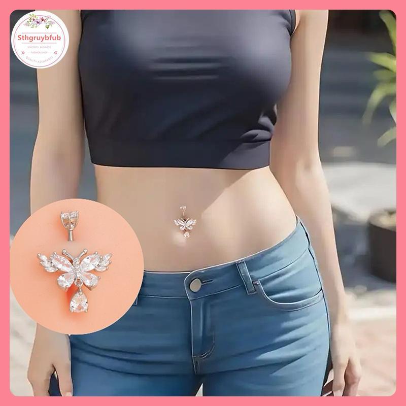 Nhẫn rốn pha lê zircon tinh tế, thời trang gợi cảm dành cho nữ