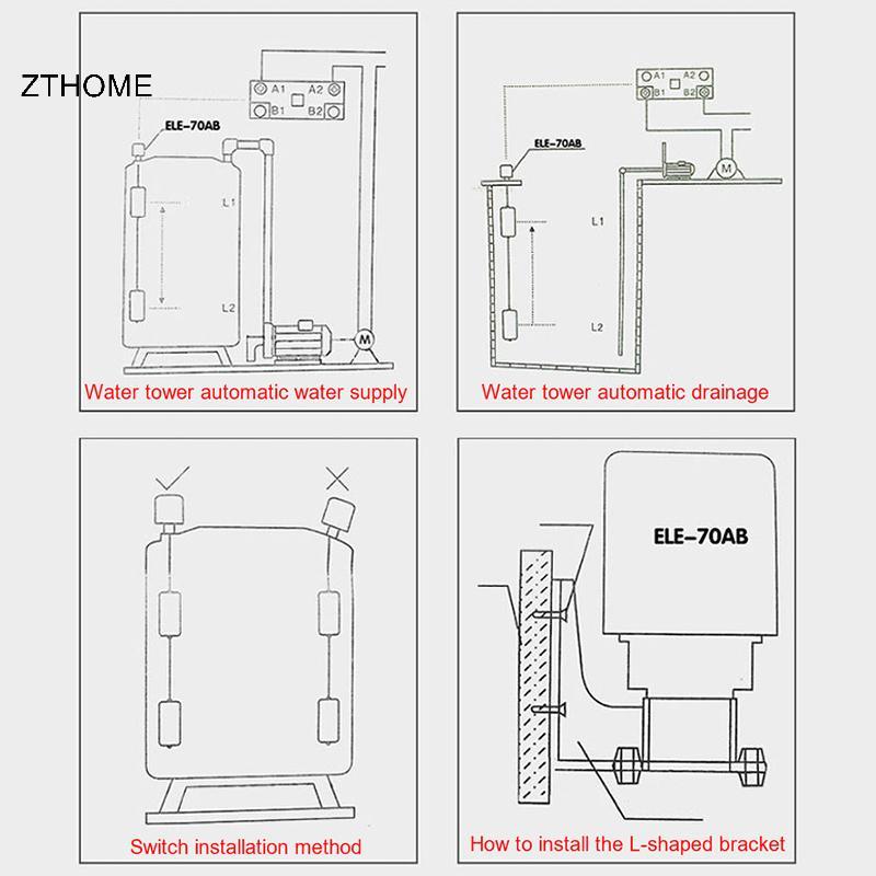 ZTHOME Công tắc phao tự động điều khiển mực nước cấp chất lỏng cho máy bơm, dùng cho tháp nước, bình nước HOT