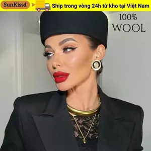 Mũ trùm đầu SUNKISSD, Mũ Fedoras phẳng cứng, Mũ len thời trang 100% cổ điển quyến rũ cho bữa tiệc