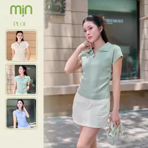 Áo Polo nữ cộc tay Cotton dệt kim xếp ly eo PL01 MỊN VN thanh lịch trẻ trung
