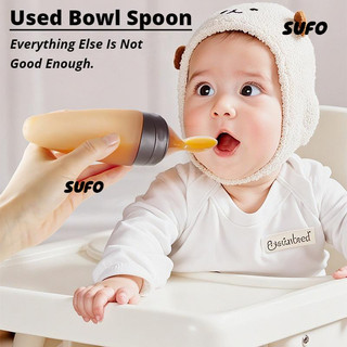 [SUFO] Bộ cho ăn tích hợp silicon cho bé, Thìa mì ăn liền cho trẻ sơ sinh, Đầu thìa siêu mềm, Thìa sữa đo, Thìa bóp bình sữa cho bé, 120ML, Di động