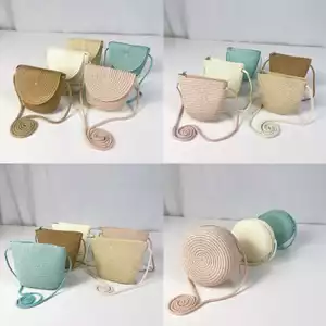 Túi Trẻ Em Nam Nữ Túi Rơm Dễ Thương Túi Tròn Nhỏ Đeo Ngang Cho Bé Tiền Xu Túi Điện Thoại Di Động Mùa Hè Bảng Ánh Sáng WOIM