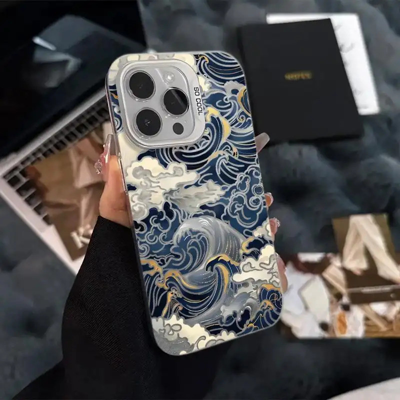 Ốp lưng chống sốc sóng biển Nhật Bản, thiết kế phong cách cổ điển độc đáo Cấp iPhone 17/16/15/14/13/12/11/X/XS Max
